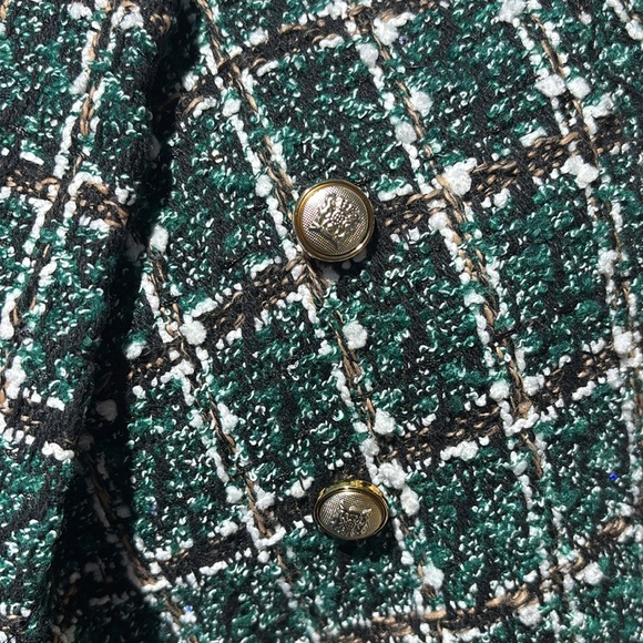 SHEIN kids Green Tweed Checkered Blazer & Shorts Set size 7Y - Picture 6 of 7